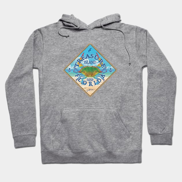 Treasure Island, Florida, Blue Crab on Beach Hoodie by jcombs